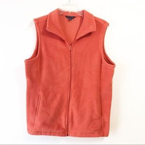 Women’s Lands End Orange Fleece Zip Up Vest
